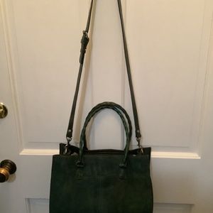 NWOT Patricia Nash Medium Size Dark Green Suede Tote w/Crossbody Stap